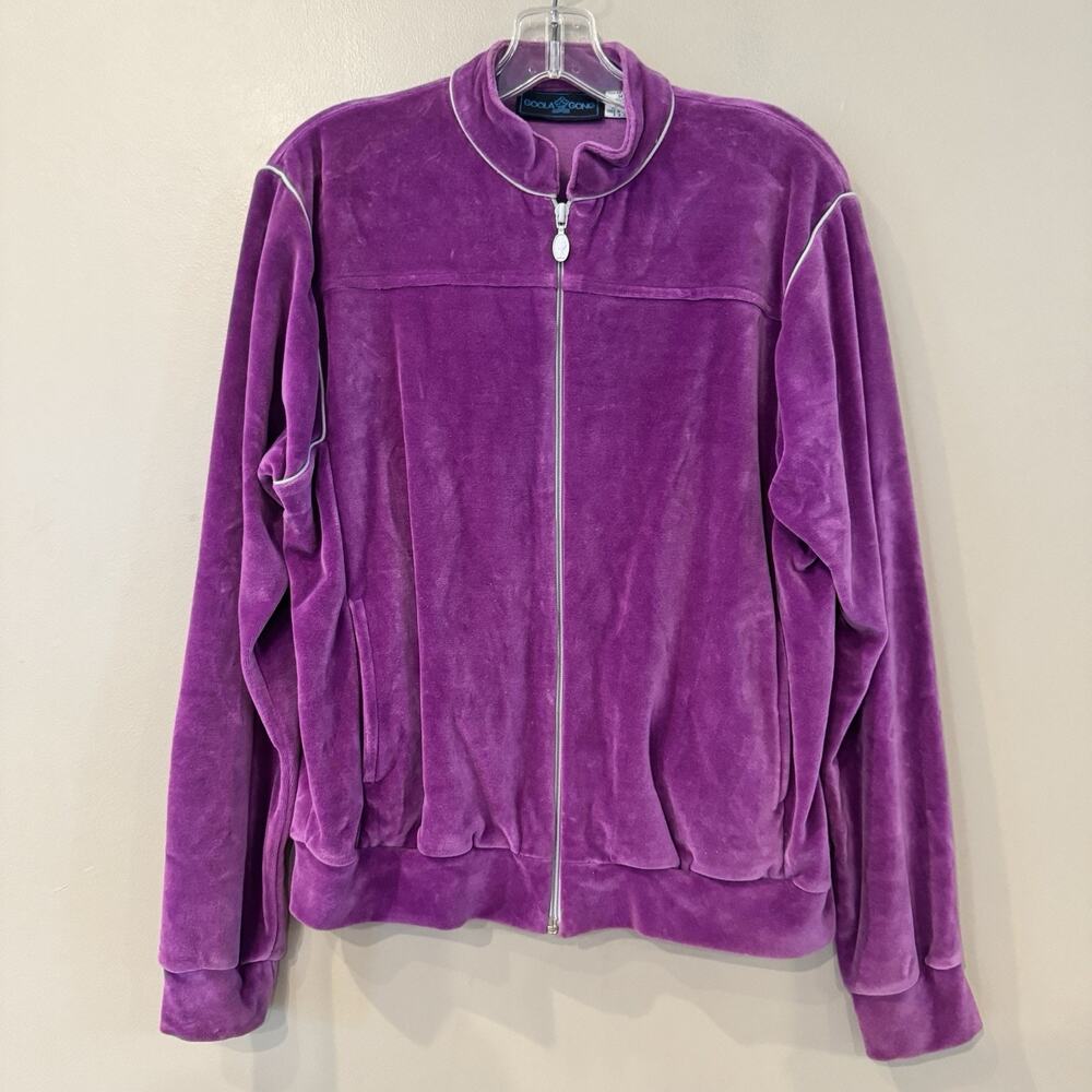 Vintage Velour Tracksuit Jacket Women Medium‎ Purple Zip Up McBling Y2K Retro